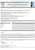 Cover page of Metacognitive monitoring in Kenyan, Chinese, and U.S. children.