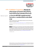 Cover page: Publisher Correction: Metabolic phenotype of breast-fed infants, and infants fed standard formula or bovine MFGM supplemented formula: a randomized controlled trial