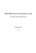 Cover page: What Will Sound (was already sound)