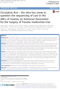 Cover page: Circulation first – the time has come to question the sequencing of care in the ABCs of trauma; an American Association for the Surgery of Trauma multicenter trial