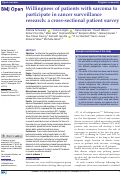 Cover page: Willingness of patients with sarcoma to participate in cancer surveillance research: a cross-sectional patient survey