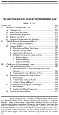 Cover page: The Unifying Role of Harm in Environmental Law