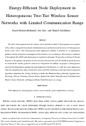 Cover page: Energy-Efficient Node Deployment in Heterogeneous Two-Tier Wireless Sensor Networks With Limited Communication Range.