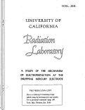 Cover page: A STUDY OF THE MECHANISM OF ELECTROREDUCTION AT THE DROPPING MERCURY ELECTRODE