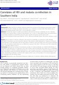 Cover page: Correlates of HIV and malaria co-infection in
Southern India