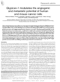 Cover page: Glypican-1 modulates the angiogenic and metastatic potential of human and mouse cancer cells