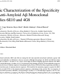 Cover page: Epitomic Characterization of the Specificity of the Anti-Amyloid Aβ Monoclonal Antibodies 6E10 and 4G8.