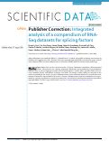 Cover page: Publisher Correction: Integrated analysis of a compendium of RNA-Seq datasets for splicing factors