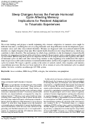 Cover page: Sleep Changes Across the Female Hormonal Cycle Affecting Memory: Implications for Resilient Adaptation to Traumatic Experiences.