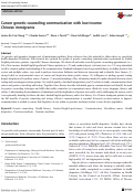 Cover page: Cancer genetic counseling communication with low-income Chinese immigrants