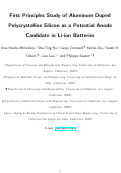 Cover page: First Principles Study of Aluminum Doped Polycrystalline Silicon as a Potential Anode Candidate in Li‐ion Batteries