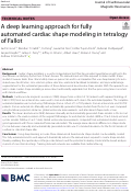 Cover page: A deep learning approach for fully automated cardiac shape modeling in tetralogy of Fallot.