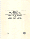 Cover page: Supplemental Environmental Impact Report Addendum for the Proposed Extension of the Contract between the U.S. Dept. of Energy and the Regents of the Univ. of Calif. for Operation and Management of the Ernest Orlando Lawrence Berkeley National Laboratory