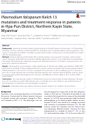 Cover page: Plasmodium falciparum Kelch 13 mutations and treatment response in patients in Hpa-Pun District, Northern Kayin State, Myanmar