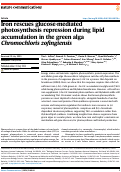 Cover page: Iron rescues glucose-mediated photosynthesis repression during lipid accumulation in the green alga Chromochloris zofingiensis