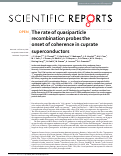 Cover page: The rate of quasiparticle recombination probes the onset of coherence in cuprate superconductors