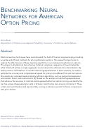 Cover page: Benchmarking Neural Networks for American Option Pricing