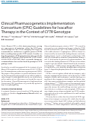 Cover page: Clinical Pharmacogenetics Implementation Consortium (CPIC) Guidelines for Ivacaftor Therapy in the Context of CFTR Genotype