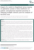 Cover page: Impact of a switch to fingolimod versus staying on glatiramer acetate or beta interferons on patient- and physician-reported outcomes in relapsing multiple sclerosis: post hocanalyses of the EPOC trial