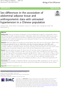 Cover page: Sex differences in the association of abdominal adipose tissue and anthropometric data with untreated hypertension in a Chinese population.