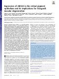 Cover page: Expression of ABCA4 in the retinal pigment epithelium and its implications for Stargardt macular degeneration