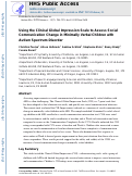 Cover page: Using the Clinical Global Impression scale to assess social communication change in minimally verbal children with autism spectrum disorder.