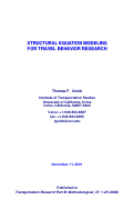 Cover page of Structural Equation Modeling For Travel Behavior Research