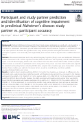 Cover page: Participant and study partner prediction and identification of cognitive impairment in preclinical Alzheimer’s disease: study partner vs. participant accuracy