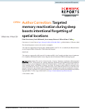 Cover page: Author Correction: Targeted memory reactivation during sleep boosts intentional forgetting of spatial locations