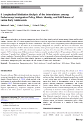 Cover page of A Longitudinal Mediation Analysis of the Interrelations among Exclusionary Immigration Policy, Ethnic Identity, and Self-Esteem of Latinx Early Adolescents.