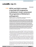 Cover page: MTH1 and OGG1 maintain a low level of 8-oxoguanine in Alzheimer's brain, and prevent the progression of Alzheimer's pathogenesis