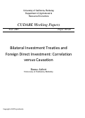 Cover page: Bilateral Investment Treaties and Foreign Direct Investment:  Correlation versus Causation