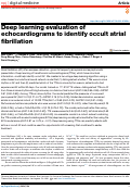 Cover page: Deep learning evaluation of echocardiograms to identify occult atrial fibrillation.