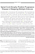 Cover page: Spinal Cord Atrophy Predicts Progressive Disease in Relapsing Multiple Sclerosis.