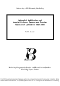 Cover page: Nationalist Mobilization and Imperial Collapse: Serbian and Russian Nationalism Compared, 1987-1991