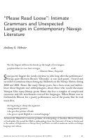 Cover page: "Please Read Loose": Intimate Grammars and Unexpected Languages in Contemporary Navajo Literature