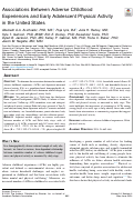 Cover page: Associations Between Adverse Childhood Experiences and Early Adolescent Physical Activity in the United States