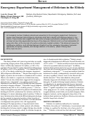 Cover page: Emergency Department Management of Delirium in the Elderly