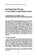 Cover page: The Mississippi Choctaw: A Case Study of Intercultural Games