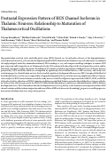 Cover page: Postnatal Expression Pattern of HCN Channel Isoforms in Thalamic Neurons: Relationship to Maturation of Thalamocortical Oscillations