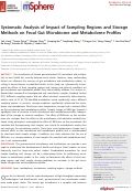 Cover page: Systematic Analysis of Impact of Sampling Regions and Storage Methods on Fecal Gut Microbiome and Metabolome Profiles