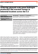 Cover page: Achieving gigawatt-scale green hydrogen production and seasonal storage at industrial locations across the U.S.