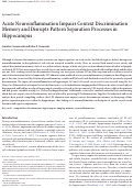 Cover page: Acute Neuroinflammation Impairs Context Discrimination Memory and Disrupts Pattern Separation Processes in Hippocampus