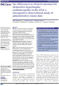 Cover page: Sex differences in clinical outcomes for obstructive hypertrophic cardiomyopathy in the USA: a retrospective observational study of administrative claims data