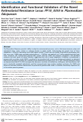 Cover page: Identification and Functional Validation of the Novel Antimalarial Resistance Locus PF10_0355 in Plasmodium falciparum