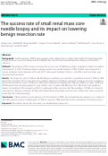 Cover page: The success rate of small renal mass core needle biopsy and its impact on lowering benign resection rate