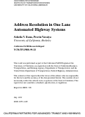 Cover page: Address Resolution in One Lane Automated Highway Systems