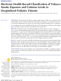 Cover page: Electronic Health Record Classification of Tobacco Smoke Exposure and Cotinine Levels in Hospitalized Pediatric Patients