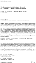 Cover page: The Dynamics of Social Indicator Research for California's Central Valley in Transition