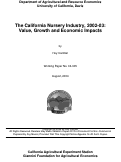 Cover page: The California Nursery Industry, 2002-03: Value, Growth and Economic Impacts